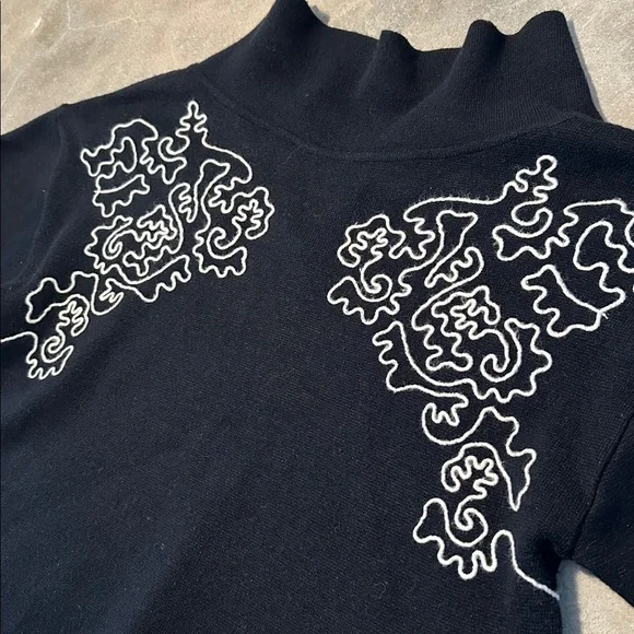 Vintage Wool Blend Cropped Sweater with White Embroidery - Picture 2 of 16